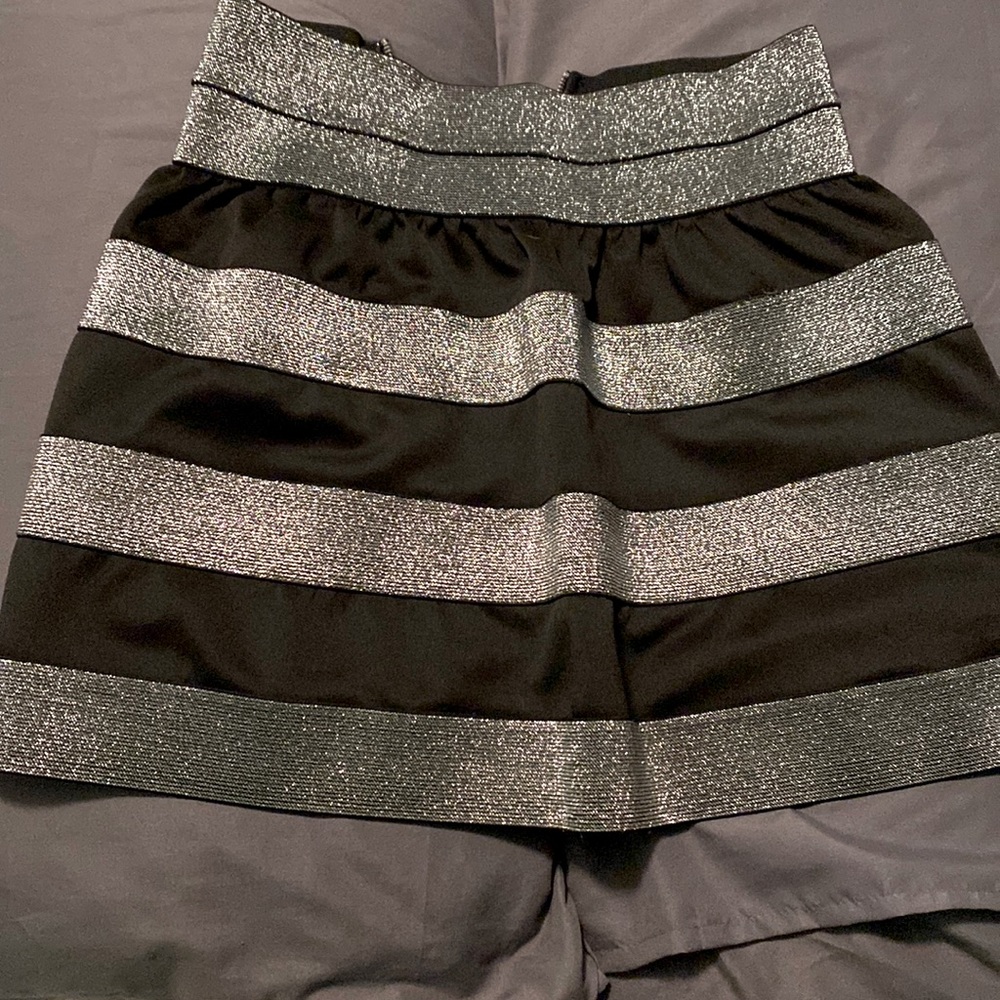 black and silver skirt